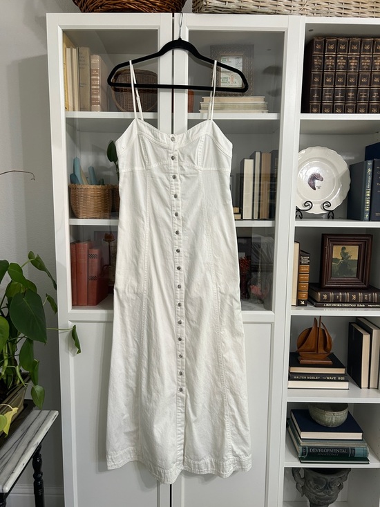 Free People Dresses & Skirts - Free People White denim Button-Front Maxi Dress